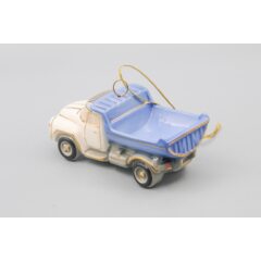 Ёлочная игрушка "Самосвал синий" с серой крышей