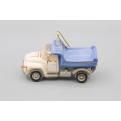 Ёлочная игрушка "Самосвал синий" с серой крышей