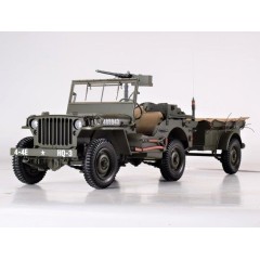 1:8 Масштабная модель JEEP Willys 4х4 USA с прицепом и противотанковой пушкой 1943 Olive Green