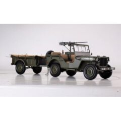 1:8 Масштабная модель JEEP Willys 4х4 USA с прицепом и противотанковой пушкой 1943 Olive Green