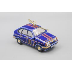 Ёлочная игрушка "Девятка" спортивная кобальтовая с красными полосами