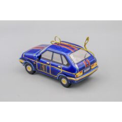 Ёлочная игрушка "Девятка" спортивная кобальтовая с красными полосами