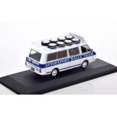 1:43 Масштабная модель RAF 2203 техничка "Avtoexport Lada Rally Team" с багажником и колесами на крыше 1982