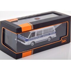 1:43 Масштабная модель RAF 2203 техничка "Avtoexport Lada Rally Team" с багажником и колесами на крыше 1982