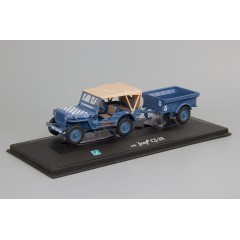 1:43 Масштабная модель Jeep CJ-2A Willys синий, с прицепом