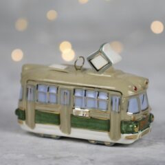 Елочная игрушка "Трамвай - Ленинград" с зеленой полосой