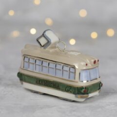 Елочная игрушка "Трамвай - Ленинград" с зеленой полосой