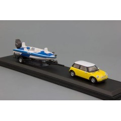1:72 Масштабная модель New Mini Cooper + прицеп с катером (в боксе)