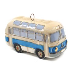 Ёлочная игрушка "Автобус" с голубой полосой