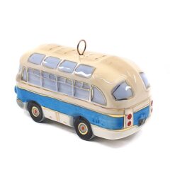 Ёлочная игрушка "Автобус" с голубой полосой