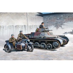 1:35 Сборная модель Техника и вооружение  German Panzer I Ausf.B & Motorcycle Zündapp KS750 w/sidecar