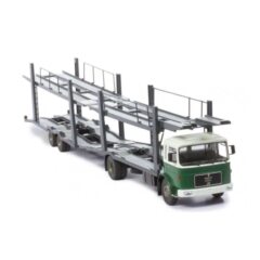 1:43 Масштабная модель MAN F7 с прицепом-автовозом (1970), Green/White