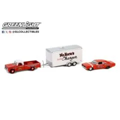 1:64 набор DODGE D-100 1966 с закрытым прицепом-автовозом и DODGE Charger "Mr. Norm’s Super Charger" 1969