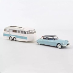 1:18 Масштабная модель CITROEN DS19 1959 Nuage Blue/Purple + кемпер-трейлер Caravane Hénon