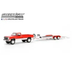 1:64 Масштабная модель DODGE Ram Power Ram 250 с прицепом-автовозом 1991 Red/White