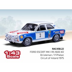 1:43 Масштабная модель Ford Escort Mk I RS 1600 #2 B.Coleman / P.Phelan Circuit of Ireland 1975