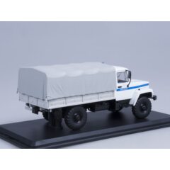 1:43 Масштабная модель 3308 4х4 (двигатель ЗМЗ-513) бортовой с тентом, Милиция (светомаскировка на фарах)