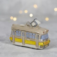 Елочная игрушка "Трамвай - Ленинград" с желтой полосой