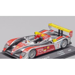 1:43 Масштабная модель AUDI R10 Tdi 5.5l Turbo V12 Team Audi Sport North America №2 Winner 24h Le Mans (2008) Rinaldo Capello - Tom Kristensen - Allan Mcnish, Silver Red Yellow