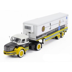 1:43 Масштабная модель BERLIET Tlr 10m Truck Semi-frigo Interflora Transports (1956), White Brown Yellow