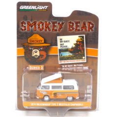 1:64 Масштабная модель VW T2 Westfalia кэмпер с подъемной крышей "Be My Guest But Please Only You Can Prevent Forest Fires!" 1974 Brown/White
