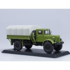 1:43 Масштабная модель МАЗ-502 4х4 бортовой с тентом, покрышки Я-90 (зелёный)