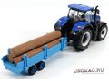 NEW HOLLAND T7hd Tractor With Trailer Trunk Transport - Trasporto Tronchi, Blue