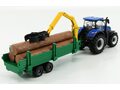 NEW HOLLAND T7.315 Tractor + Tree Forwarder And Wood, Blue Green Wood