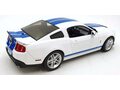 1:18 Масштабная модель FORD Mustang Shelby GT500 2011 Performance White with Grabber Blue Stripes