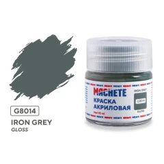 Краска акриловая MACHETE 10 мл, Iron grey (Металлический серый, глянцевый)